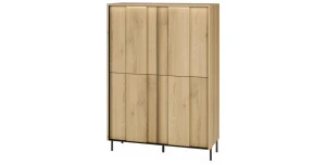Highboard-Kommode TIVOLI TI-03 (99 cm) – Torro Cremona Eiche & Schwarz mit Beleuchtung