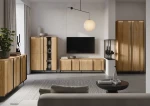 Sideboard-TIVOLI-TI-04-(167 cm)–Torro-Cremona-Eiche-&-Schwarz-mit-LED-Beleuchtung