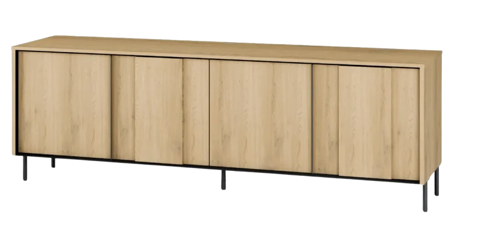 TV-Lowboard-TIVOLI-TI-05-(167 cm)–Torro-Cremona-Eiche-&amp;-Schwarz-mit-LED-Beleuchtung