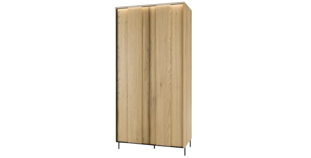 Design-Kleiderschrank-TIVOLI-TI-01-(99 cm)–Torro-Cremona-Eiche-&amp;-Schwarz-mit-Beleuchtung