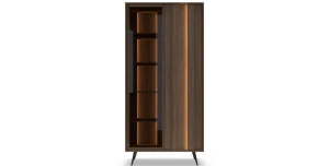 Vitrine / Glasschrank AMARO 94cm – Eiche Dunin mit Lamellen & Rauchglas inkl. LED