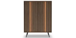 Highboard / Hochkommode AMARO 94cm (2 Türen) – Eiche Dunin mit Lamellen & inkl. LED
