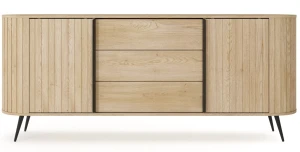 XXL Sideboard Kommode MIZU 196 cm Cremona Eiche, Lamellen, Schiebetüren