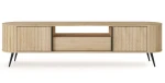 TV-Lowboard-Fernsehtisch-MIZU-196-cm-Cremona-Eiche-Lamellen-Schiebetüren