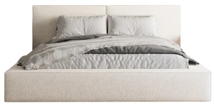 Kingsize Polsterbett 180x200 Bouclé – ALMENA mit Bettkasten