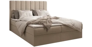 Boxspringbett 140x200 Samt mit Bettkasten & Topper ISADORA