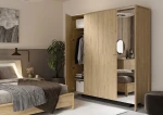 Design-Kleiderschrank-SNUGLY-SU-01-(201-cm)-Geölte-Eiche-&-Schwarz-mit-Spiegel