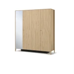 Design-Kleiderschrank-SNUGLY-SU-01-(201-cm)-Geölte-Eiche-&-Schwarz-mit-Spiegel
