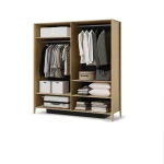 Design-Kleiderschrank-SNUGLY-SU-01-(201-cm)-Geölte-Eiche-&-Schwarz-mit-Spiegel