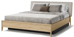 Design-Bett SNUGLY SU-02 (160x200 cm) – Geölte Eiche & Schwarz mit Bettkasten