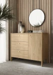 Design-Kommode-SNUGLY-SU-03-(112 cm)–Geölte-Eiche-mit-3-Schubladen-und-1-Tür