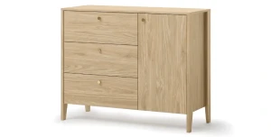 Design-Kommode SNUGLY SU-03 (112 cm) – Geölte Eiche mit 3 Schubladen und 1 Tür