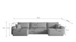 XXL-Wohnlandschaft-U-Form-CAPRO-U-362x145-cm-mit-Schlaffunktion,-Bettkasten-&-Ausziehhilfe-Breitcord Poso-/-Webstoff-Verita