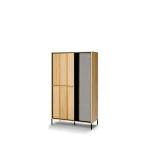 Vitrine-mit-Beleuchtung-ITAMI-IT-01,-Eiche-Cremona-/-Schwarz,-90x151x40-cm