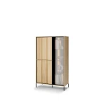Vitrine-mit-Beleuchtung-ITAMI-IT-01,-Eiche-Cremona-/-Schwarz,-90x151x40-cm