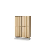 Highboard-ITAMI-IT-02-mit-Beleuchtung,-4-türig, 105x151x40-cm,-Eiche-Cremona-/-Schwarz