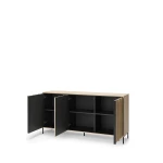 Sideboard-ITAMI-IT-03-mit-Beleuchtung,-3-türig, 165x83x40-cm,-Eiche-Cremona-/-Schwarz
