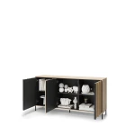 Sideboard-ITAMI-IT-03-mit-Beleuchtung,-3-türig, 165x83x40-cm,-Eiche-Cremona-/-Schwarz