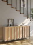 Sideboard-ITAMI-IT-03-mit-Beleuchtung,-3-türig, 165x83x40-cm,-Eiche-Cremona-/-Schwarz