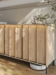Sideboard-ITAMI-IT-03-mit-Beleuchtung,-3-türig, 165x83x40-cm,-Eiche-Cremona-/-Schwarz