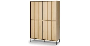 Highboard ITAMI IT-02 mit Beleuchtung, 4-türig, 105x151x40 cm, Eiche Cremona / Schwarz