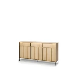 Sideboard-ITAMI-IT-04-mit-Beleuchtung,-3-Türen-&-3-Schubladen,-165x83x40-cm,-Eiche-Cremona-/-Schwarz