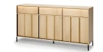 Sideboard-ITAMI-IT-04-mit-Beleuchtung,-3-Türen-&-3-Schubladen,-165x83x40-cm,-Eiche-Cremona-/-Schwarz