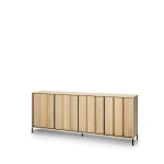Sideboard-ITAMI-IT-05-mit-Beleuchtung,-4-türig,-XXL-Breite-206cm,-Eiche-Cremona-/-Schwarz