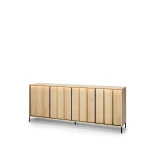 Sideboard-ITAMI-IT-05-mit-Beleuchtung,-4-türig,-XXL-Breite-206cm,-Eiche-Cremona-/-Schwarz