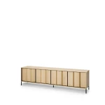 TV-Lowboard-ITAMI-IT-06-mit-Beleuchtung,-4-türig, XXL-Breite-206-cm,-Eiche-Cremona-/-Schwarz