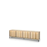 TV-Lowboard-ITAMI-IT-06-mit-Beleuchtung,-4-türig, XXL-Breite-206-cm,-Eiche-Cremona-/-Schwarz