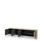 TV-Lowboard-ITAMI-IT-06-mit-Beleuchtung,-4-türig, XXL-Breite-206-cm,-Eiche-Cremona-/-Schwarz