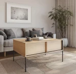 Moderner-Couchtisch-mit-1-Schublade-ITAMI-IT-07 -Eiche-Torro-Cremona-/-Schwarz-100x70-cm