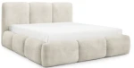 Freigestellte Seitenansicht vom Polsterbett BRESSO/Bubble im voluminösen Cloud-Design, bezogen mit dem hellen Stoff Coral 15.
