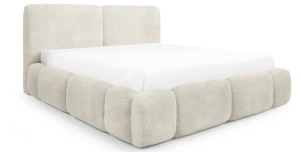 Bouclé Bett ABIK 140x200 cm mit Bettkasten – Modernes Low-Seating Doppelbett