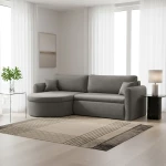 Modernes Wohnzimmer-Interieur mit dem grauen L-Form Sofa VERONA L im eleganten Bouclé-Stoff Quelle 92.