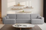 Zeitlos elegantes Wohnzimmer mit dem hellgrauen XXL-Sofa KARL XL U im strapazierfähigen Breitcord Poso 110.
