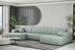 Frisches, zeitgemäßes Interieur mit dem mintfarbenen Lounge-Sofa Balia U im gemütlichen Chenille-Stoff Perfect Harmony 72.