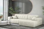 Freigestellte Studioansicht des hellgrauen Ecksofas Balia L im Chenille-Gewebe Perfect Harmony 01 auf reinweißem Hintergrund.