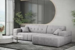 Elegantes Raumambiente mit dem hellgrauen Sofa Balia L in L-Form aus dem hochwertigen Chenille-Stoff Perfect Harmony 80.