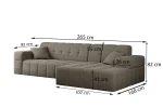 Detaillierte technische Skizze des Ecksofas Balia L mit genauen Abmessungen von 265x168 cm und eingezeichneten Sitzhöhen.
