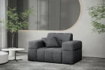 Kontrastreiches Wohnambiente mit dem dunkelgrauen Lounge-Sessel Balia im strapazierfähigen Chenille-Bezug Perfect Harmony 90.