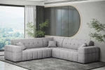 Elegantes Raumkonzept mit dem symmetrischen, hellgrauen Sofa Balia Corner aus dem hochwertigen Chenille-Gewebe Perfect Harmony 80.