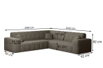 Detaillierte technische Zeichnung des Ecksofas Balia Corner mit genauen symmetrischen Abmessungen von 248x248 cm und weiteren Maßangaben.
