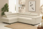 Helles, beigefarbenes Ecksofa Tokyo im kuscheligen Poso (Cord) Material, das dem sonnigen Wohnzimmer eine warme und einladende Atmosphäre verleiht.