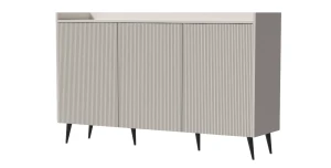 Dreitürige Kommode ADEMO 2 mit geriffelten Fronten – 150 cm Sideboard Kaschmir 