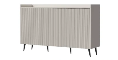 Dreitürige Kommode ADEMO 2 mit geriffelten Fronten – 150 cm Sideboard Kaschmir 