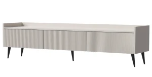 Dreitüriges RTV-Lowboard ADEMO 5 – Geriffelte TV-Bank 180 cm Kaschmir 