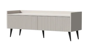 Zweitüriges RTV-Lowboard ADEMO 7 – Geriffelte TV-Bank 150 cm Kaschmir