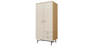 Zweitüriger Kleiderschrank ELORA 90 cm – Japandi Design Frühlings-Eiche & Macadamia